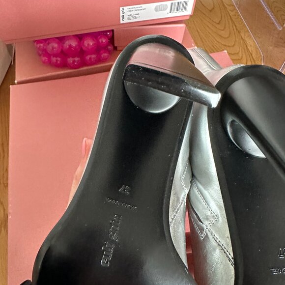 NWT Cult Gaia Dita Heeled Boots Sz 7 in Shiny Silver Metallic Leather Square Toe - Picture 10 of 10